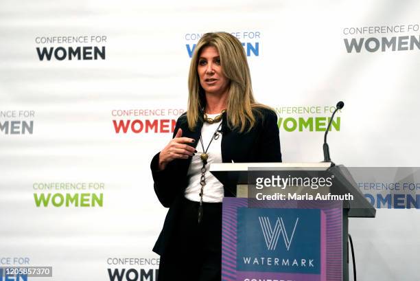 Laura Okmin speaks on stage during Breakout Session III - Build a Network of Relationships at Watermark Conference For Women 2020 at San Jose...