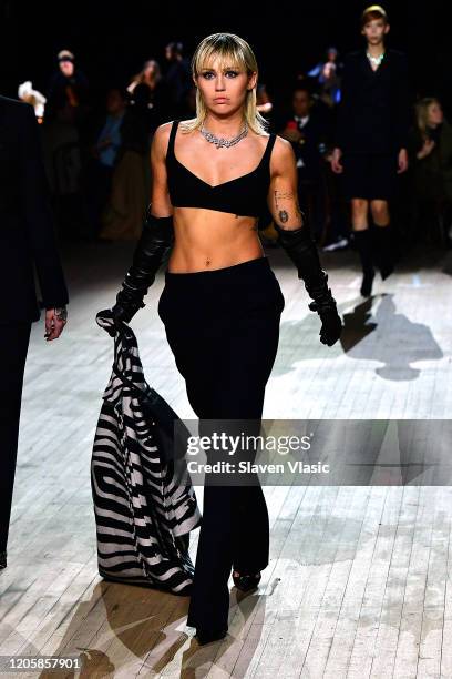 Miley Cyrus walks the runway at the Marc Jacobs Fall 2020 runway show during New York Fashion Week on February 12, 2020 in New York City.