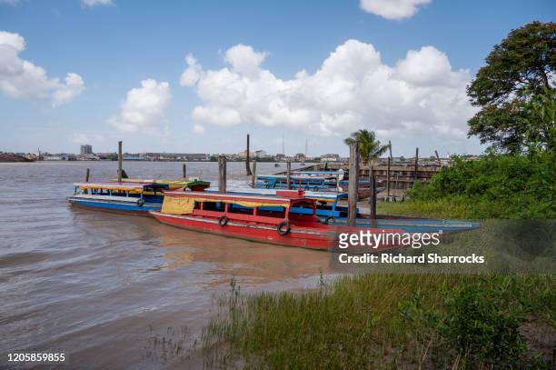 ferry boats on suriname river, paramaribo - gazon stock pictures, royalty-free photos & images