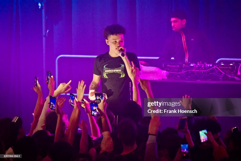 American rapper Lil Mosey performs live on stage during a concert at ...