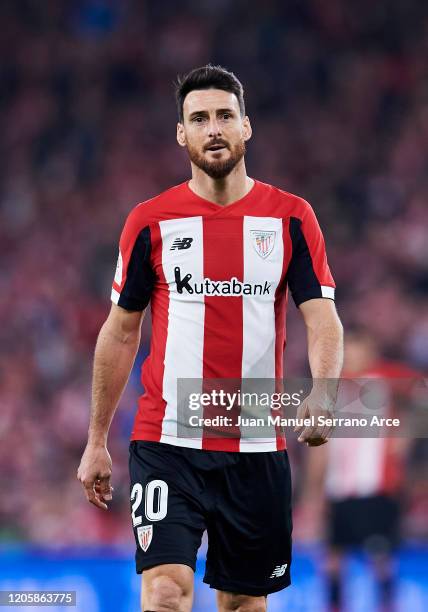 Aritz Aduriz of Athletic Club reacts during the Copa del Rey Semi-Final 1st Leg match between Athletic Bilbao and Granada at San Mames Stadium on...