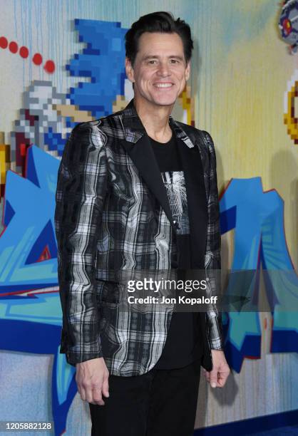 Jim Carrey attends the LA special screening of Paramount's "Sonic The Hedgehog" at Regency Village Theatre on February 12, 2020 in Westwood,...