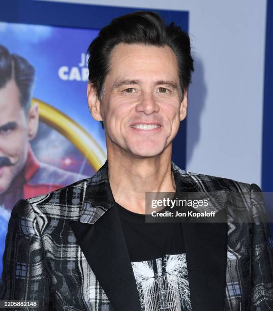 Jim Carrey attends the LA special screening of Paramount's "Sonic The Hedgehog" at Regency Village Theatre on February 12, 2020 in Westwood,...