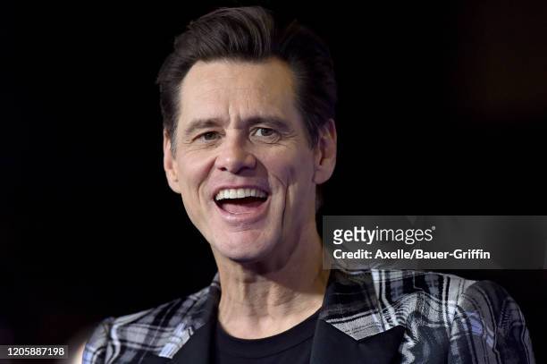 Jim Carrey attends the LA Special Screening of Paramount's "Sonic the Hedgehog" at Regency Village Theatre on February 12, 2020 in Westwood,...
