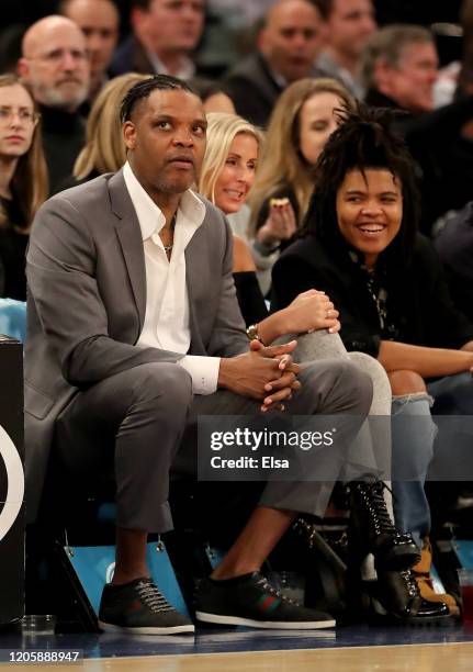 Former New York Knicks Latrell Sprewell attends the game between the New York Knicks and the Washington Wizards at Madison Square Garden on February...