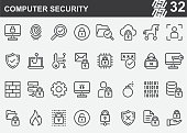 Computer Security Line Icons