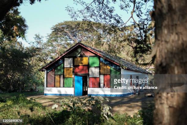 March 2020, Nicaragua, Solentiname: View of the facade of the Catholic Church on the island of Mancarrón in the archipelago of Solentiname The church...