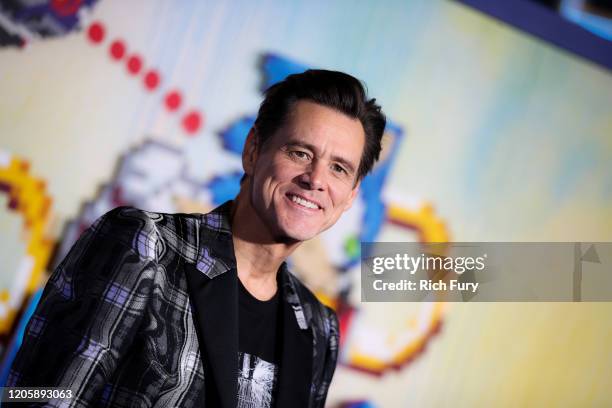 Jim Carrey attends the LA special screening of Paramount's "Sonic The Hedgehog" at Regency Village Theatre on February 12, 2020 in Westwood,...