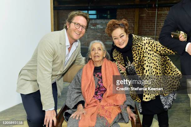 Graham Steele, Luchita Hurtado and Miky Lee attend Hauser & Wirth x MATCHESFASHION at Hauser & Wirth on February 12, 2020 in Los Angeles, California.