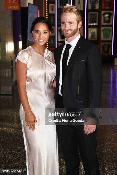 Black Caps captain Kane Williamson and wife Sarah Raheem arrive on the red carpet at the Halberg Awards at Spark Arena on February 13, 2020 in...