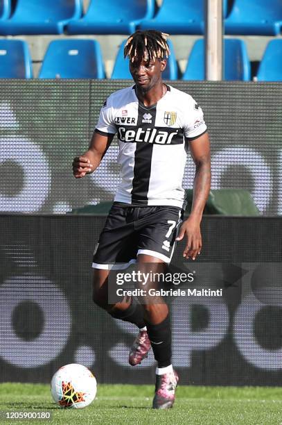 Yann Karamoh of Parma Calcio in action during the Serie A match between Parma Calcio and SPAL at Stadio Ennio Tardini on March 8, 2020 in Parma,...