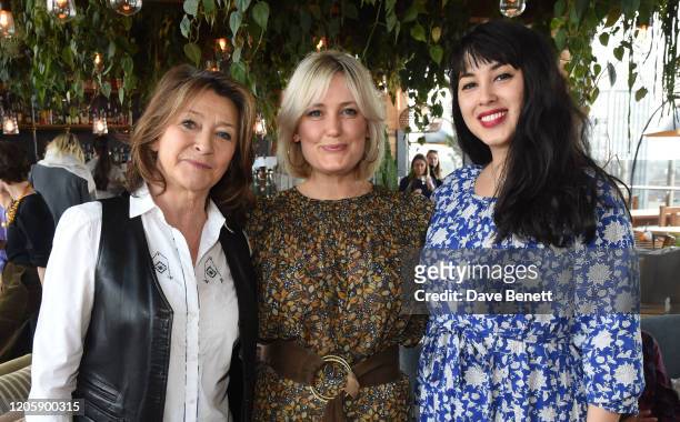 Cherie Lunghi, Mika Simmons and Melissa Hemsley attend a live broadcast of "The Happy Vagina" podcast at Treehouse Hotel London on March 8, 2020 in...