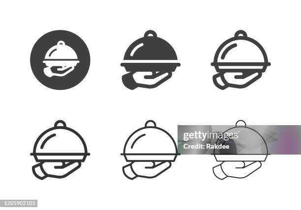 domed tray icons - multi series - closed restaurant stock illustrations