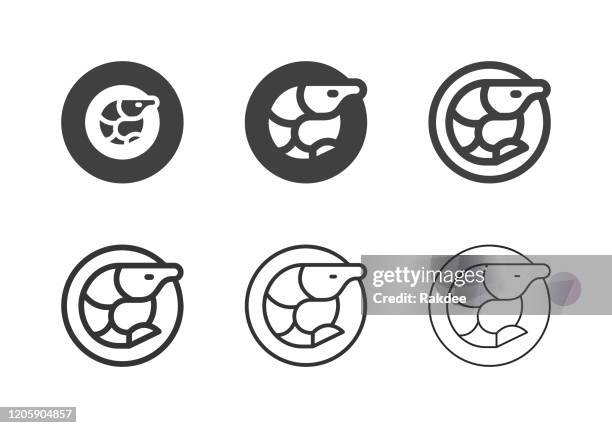 prawn seafood icons - multi series - raw shrimp stock illustrations