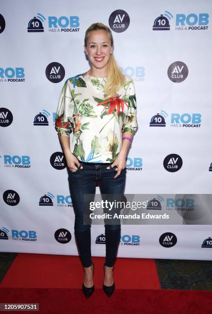 Television personality Christa Hastie attends the Rob Has A Podcast's Viewing Party of CBS' "Survivor 40: Winners At War" at Busby's East on February...