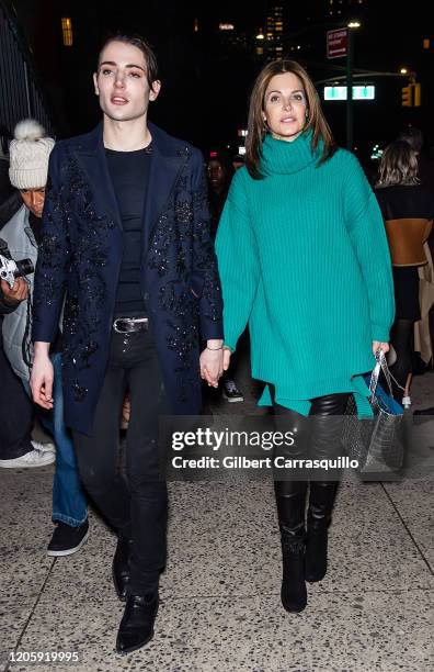 Harry Brant and his mother model Stephanie Seymour are seen leaving the Marc Jacobs Fall 2020 runway show during New York Fashion Week on February...