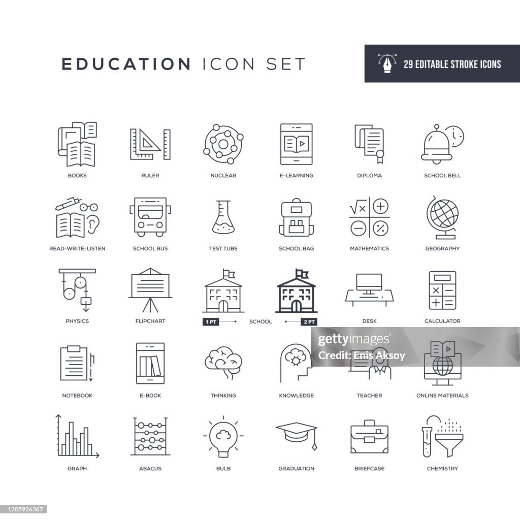 Education Editable Stroke Line Icons