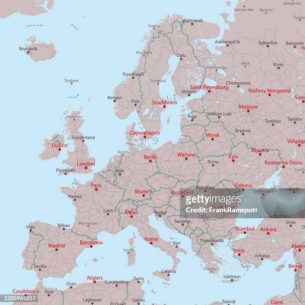 illustrazioni stock, clip art, cartoni animati e icone di tendenza di mappa vettoriale di viaggio europa - central europe