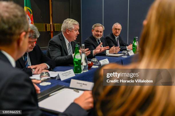 Ambassador to Portugal, George Edward Glass presents US Secretary of Energy, Dan Brouillette , during the meeting with 17 business leaders from...