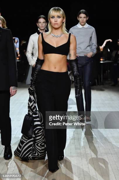 Miley Cyrus walks the runway at the Marc Jacobs Ready to Wear Fall/Winter 2020-2021 fashion show during New York Fashion Week on February 12, 2020 in...