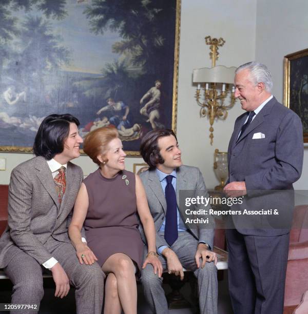 Italian actor and director Vittorio De Sica and his wife and Spanish-born Italian actress Maria Mercader with their children Christian and Manuel in...