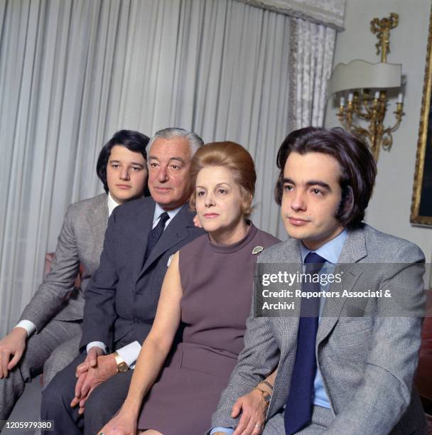 Italian actor and director Vittorio De Sica and his wife and Spanish-born Italian actress Maria Mercader with their children Christian and Manuel in...