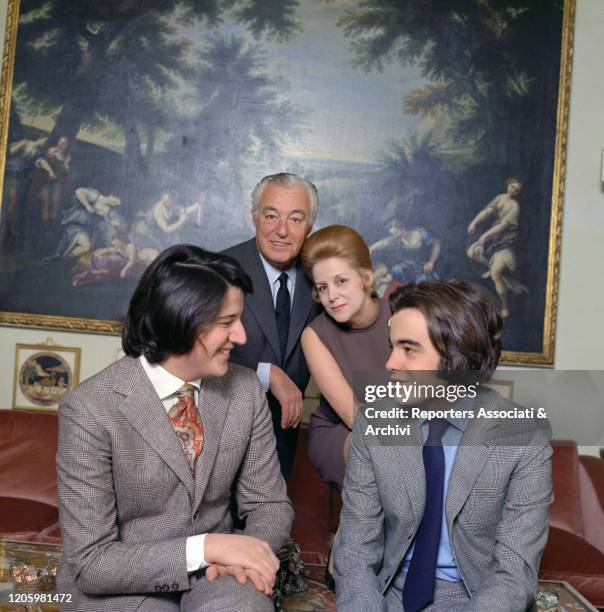 Italian actor and director Vittorio De Sica and his wife and Spanish-born Italian actress Maria Mercader with their children Christian and Manuel in...