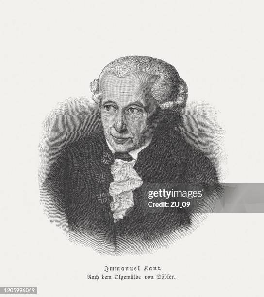 ilustrações, clipart, desenhos animados e ícones de immanuel kant (1724-1804), filósofo alemão, gravura de madeira, publicado em 1897 - prússia