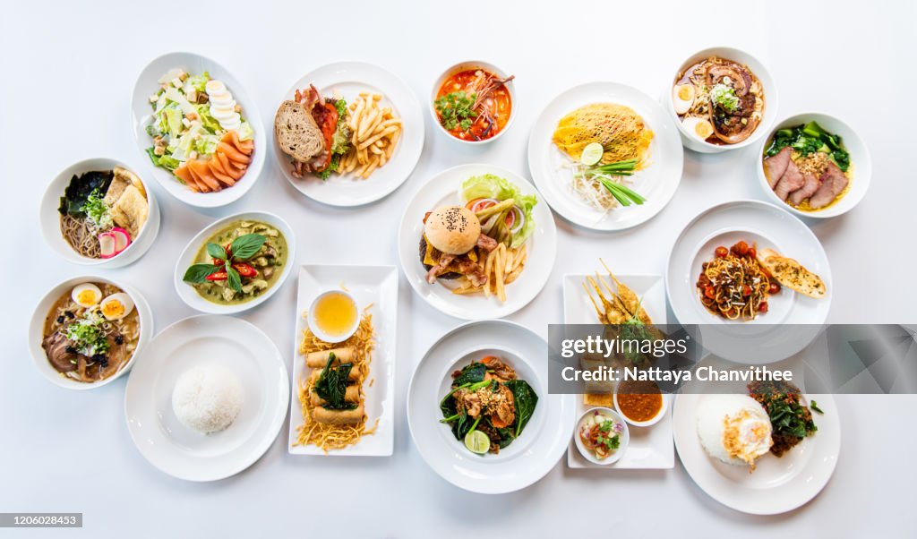 High Angle View of Variety Food On Table - Stock photo