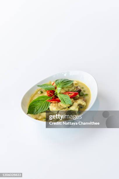 thai green curry with chicken - stock photo - green curry stock pictures, royalty-free photos & images