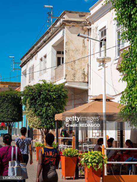 Pedestrain area in Plato. The capital Praia on the island of Santiago , Cape Verde in the equatorial atlantic..