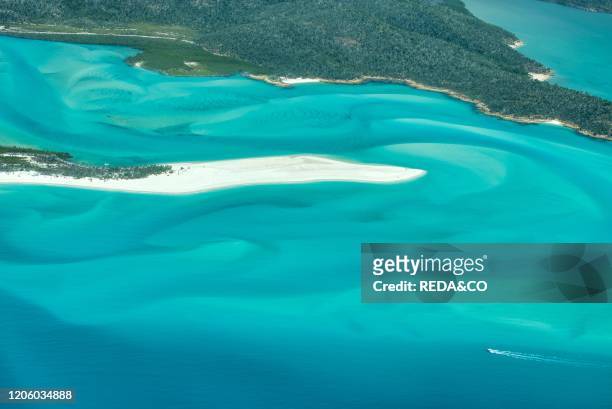 Aerial view of beautiful Whitehaven Beach in Whitsunday Islands, Australia.