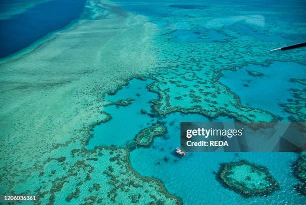 Natural Great Barrier Reef in Queensland. Aerial view of nature paradise with magnificent colors..