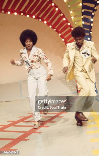 Dancers participate in the 1975 Soul Train National Dance Competition/Contest on episode 150, aired 9/20/1975. .