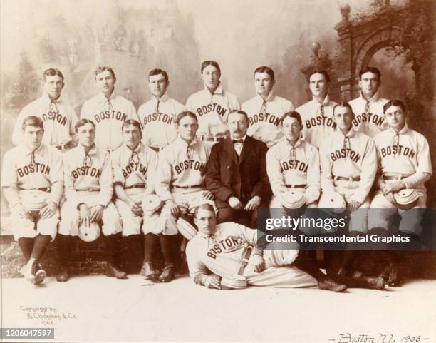 Portrait of members of the Boston Red Sox baseball team, Boston, Massachusetts, 1903.
