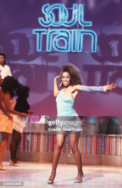 Soul Train Dancer Juliette Hagerman in the Line Dance in episode 571, aired 5/28/1988. .