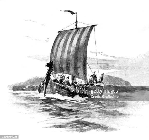 bildbanksillustrationer, clip art samt tecknat material och ikoner med antikt vikingaskepp - viking ship