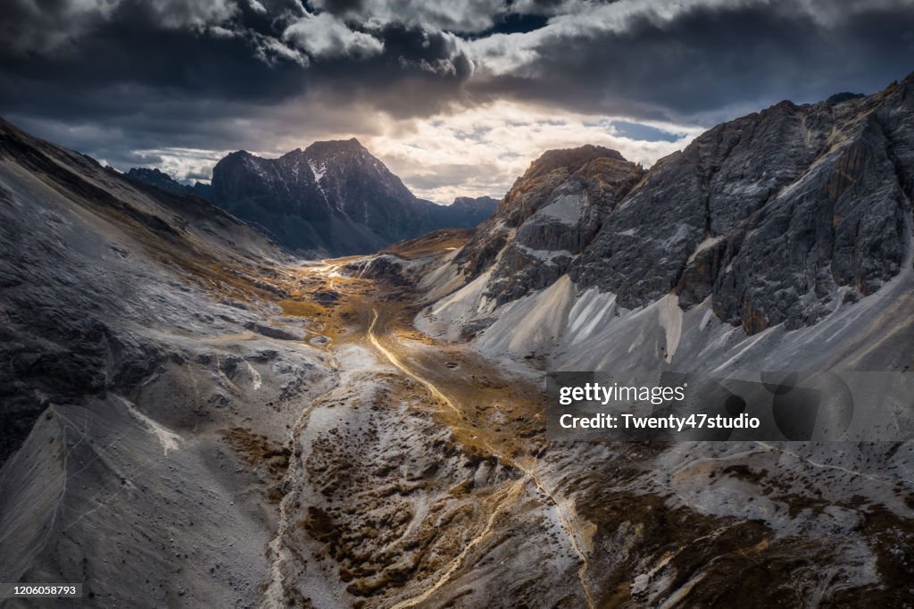 Panoramic Aerial view of Daocheng Yading nature reserve in Sichuan, China