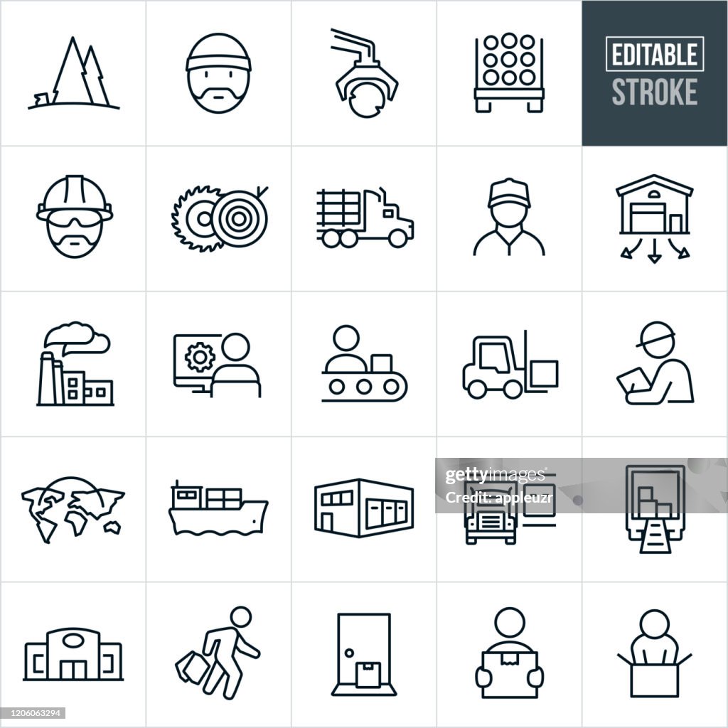 Product Supply Chain Thin Line Icons - Editable Stroke