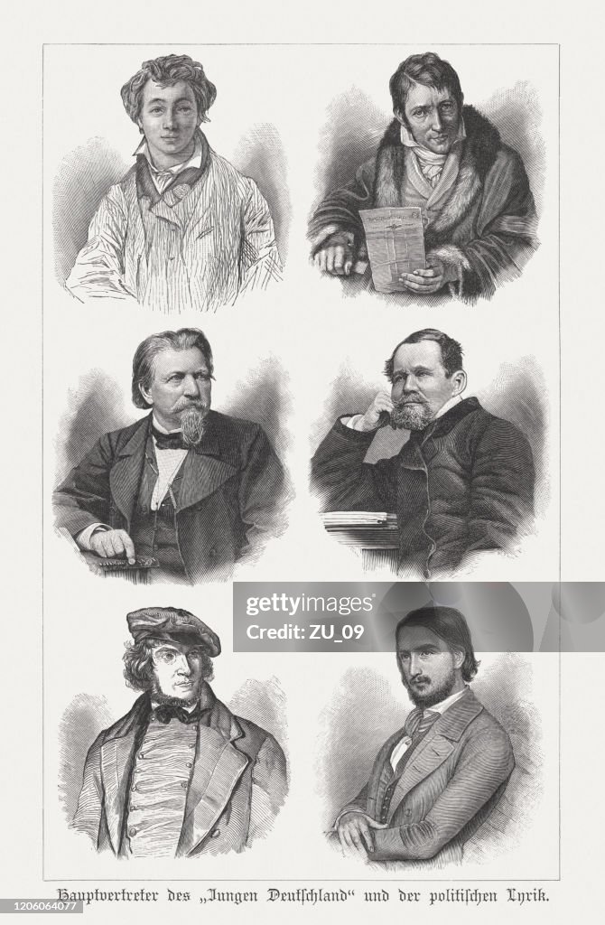 Writers of the "Young Germany" (19th century), woodcuts, published 1897