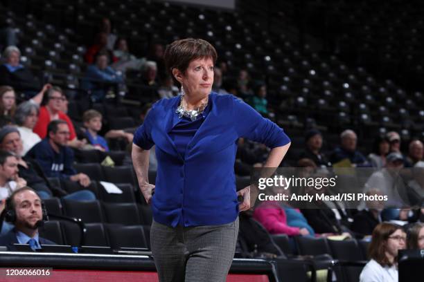 Head coach Muffet McGraw of the University of Notre Dame during a game between Notre Dame and Wake Forest at Lawrence Joel Veterans Memorial Coliseum...