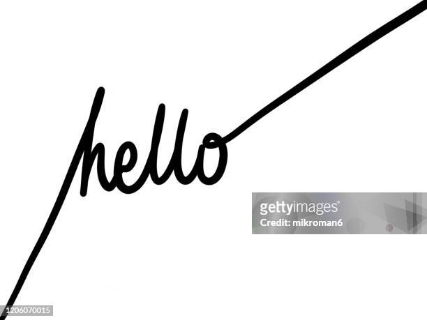 single line drawing of a word hello - introduction icon stock pictures, royalty-free photos & images