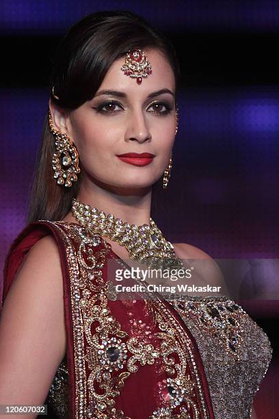 Actress Diya Mirza walks the runway in an Vikram Phadnis outfit at Blenders Pride Fashion Tour Mumbai Day 3 held at Taj Lands End on August 7, 2011...