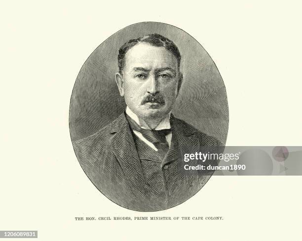 cecil rhodes, premierminister der kapkolonie - prime minister stock-grafiken, -clipart, -cartoons und -symbole