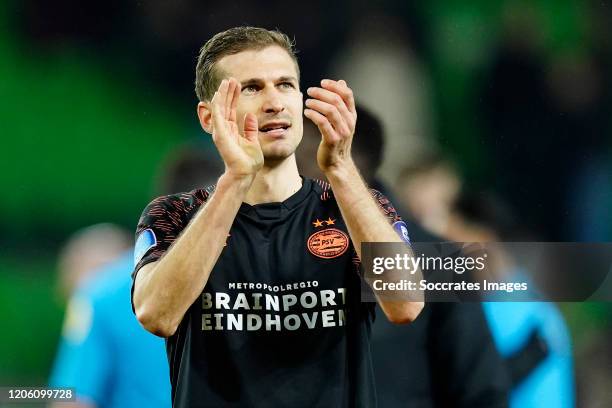 Daniel Schwaab of PSV during the Dutch Keuken Kampioen Divisie match between Telstar v PSV U23 at the Rabobank IJmond Stadium on March 6, 2020 in...