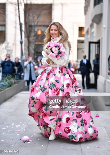 Celine Dion seen on the streets of Lower Manhattan on March 8, 2020 in New York City.