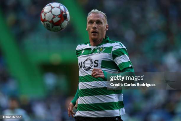 Jeremy Mathieu of Sporting CP in action during the Liga Nos round 24 match between Sporting CP and CD Aves at Estadio Jose Alvalade on March 8, 2020...