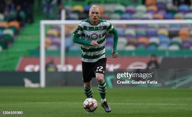 Jeremy Mathieu of Sporting CP in action during the Liga NOS match between Sporting CP and CD Aves at Estadio Jose Alvalade on March 8, 2020 in...