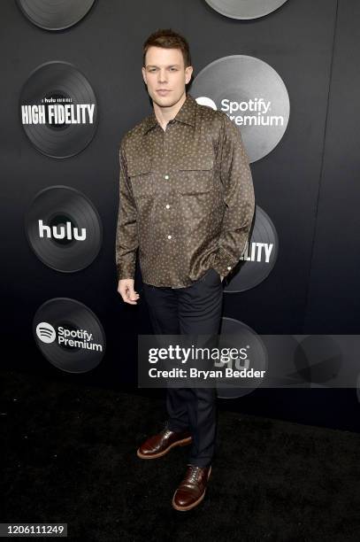Jake Lacy attends the "High Fidelity" New York Premiere at The Metrograph on February 13, 2020 in New York City.