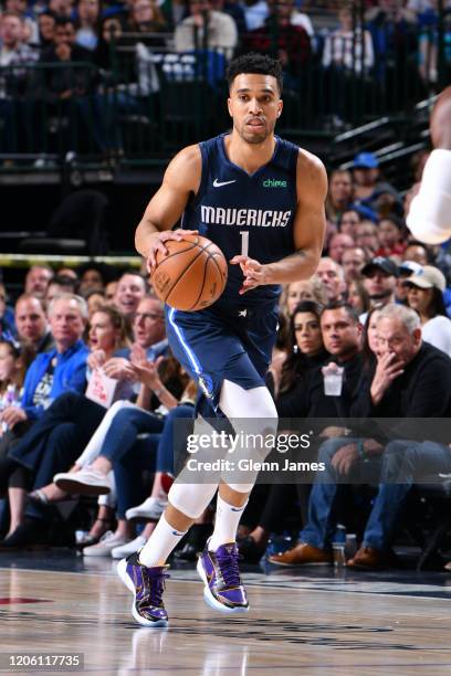 Courtney Lee of the Dallas Mavericks handles the ball against the Indiana Pacers on March 8, 2020 at the American Airlines Center in Dallas, Texas....